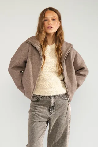 Nümph - NUKIMLA ZIP JACKET deep taupe melange - Gr. - 34
