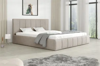 Polsterbett Doppelbett DETROIT Komplettset 120x200cm Stoff Freya Cappuccino