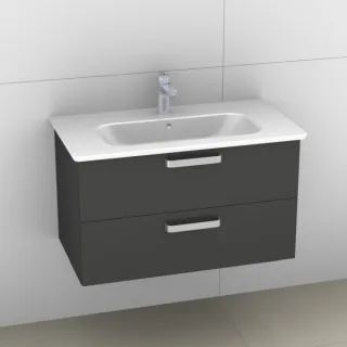 Artiqua 412 Waschtischunterschrank für Softmood T0558, Anthrazit Hochglanz, 412-WU2L-I35-7015-51 412-WU2L-I35-7015-51