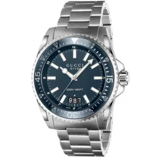 Gucci YA136203 Dive Blaues Zifferblatt Edelstahl Herrenuhr