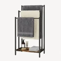 relaxdays Handtuchständer mit Ablage, Industrial-Schwarz, M