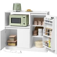 VASAGLE Buffet KAILYN Kollektion-Küchenschrank, Aufbewahrungsschrank, 40 x 90 x 90 cm (mit Arbeitsplatte, Mikrowellenregal) Sideboard, mit 1 offenem Fach, 3 Türen, verstellbaren Ablagen, weiß