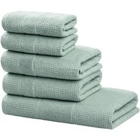 OTTO home Handtuch Set Kimi, Duschtuch, Handtücher und Gästetücher, Walkfrottee (Set, 5-St), 100% Baumwolle, einfarbig, weich, mit Bordüre, besondere Struktur