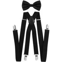 axy Hosenträger Herren Hosenträger mit Fliege Set (2-St., 2er Set) 4 Stabile Clips X-Form 2,5cm Breit verstellbar und elastisch