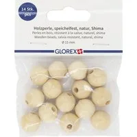 Glorex Dekoband Glorex Holzperle natur 15 mm - 14 Stück