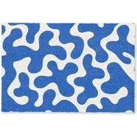 MuchoWow Fußmatte Formen - Abstrakt - Blau - Wellen, Rechteckig, innen Schmutzfangmatte, Tür, Schmutzfänger Flur, Teppich 60x40 cm