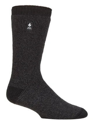 Wärmehalter - Herren extra dicke Thermosocken für den Winter | Warme flauschige Fleece isolierte Socken | Geschenke für Männer - Charcoal / Mid Grey Heel & Toe (Berlin)