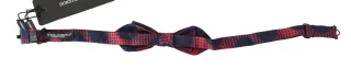Dolce & Gabbana Red Checkered 100% Silk Adjustable Men's Neck Bow tie