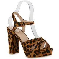 VAN HILL 826159 Plateausandaletten Damen Plateau Sandaletten Blockabsatz Party High Heels