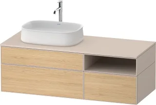 Duravit Zencha Konsolenwaschtischunterbau wandhängend Natur Eiche & Taupe Matt & Supermatt 1300x550x ZE4828030830000