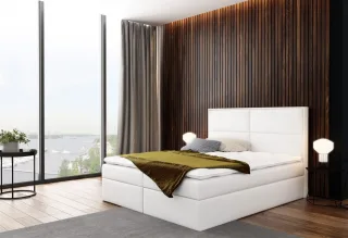 Boxspringbett Bett DERBI Kunstleder Weiss 120x200cm inkl.Bettkasten