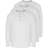 normani Langarmshirt 3er Set Herren Langarm Shirts aus Bio-Baumwolle Basic Henley Shirt für Männer GOTS-zertifiziert