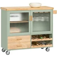 SoBuy Küchenwagen FKW114, Servierwagen Küchen Aufbewahrungseinheit auf Rollen, Küchenschrank mit Arbeitsplatte Kücheninsel Rollwagen Sideboard