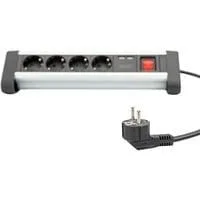 Office-Steckdosenleiste 4-fach, 2x USB silber/schwarz, 1,5 Meter Kabel, Schalter