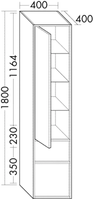 Burgbad Hochschrank Uomo Preisgruppe 1 1800x400x400 Eiche Dekor Nachtschwarz, HSUQ040RF7459 HSUQ040RF7459
