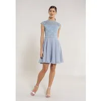 SWING Cocktailkleid - Cocktailkleid mit elastischem Spitzentop Glitzer Gürtel
