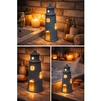 Chic Antique LED Dekoobjekt Chic Antique - Windlicht Leuchtturm mit LED Licht Laterne Keramik, LED fest integriert