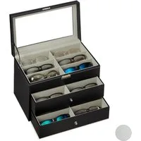 relaxdays Brille Brillenbox für 18 Brillen, schwarz