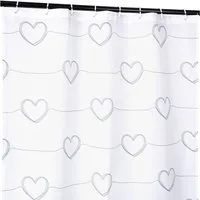ANRO Duschvorhang FASTY Herzen Anti-Schimmel Polyester Badezimmervorhang Bad-Stoff Breite 240 cm (Packung, 1-tlg., Duschvorhang inkl. Aufhängeringe), robuster Vorhang Stangenaufhängung 240x200cm Minimal Romance Schwarz