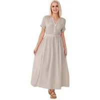 WENOR Sommerkleid Musselin Boho Kleid mit Knopfleiste & Taillenband, Freizeitkleid (1-tlg) Vorn mit Holzknöpfen, Bindegürtel an der Taille