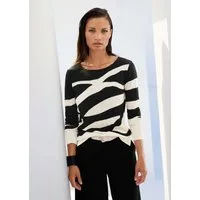 MADELEINE Strickpullover Sommer-Pullover mit Intarsien-Design Gestreiftes Muster und klassischer Rundhalsausschnitt als Eyecatcher