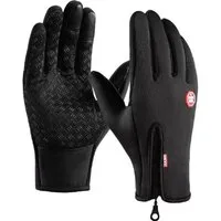 AURIVION Trainingshandschuhe Winterhandschuhe Herren wasserdicht & winddicht mit Touchscreen (Set, 2-St., Warme Touchscreen Handschuhe für Radfahren, Laufen & Winter) Multisporthandschuhe mit Reißverschluss für Outdoor & Sport