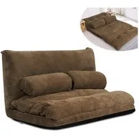 COSTWAY Schlafsofa, bettfunktion,verstellbare Rückenlehne,klappbar,Kissen