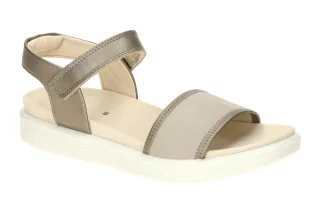 Ecco 238823 Soft Sandal Damen Sandalette Grau Metallic/Limestone Bequeme Riem...