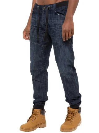 Enzo| Herren-Jogger-Jeans aus Denim mit Bündchen - Dunkelblau