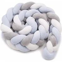 relaxdays Kuschelnest Geflochtene Bettschlange 220cm, Grau-Blau