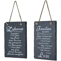 Levandeo® Wandbild, 2er Set Wandbilder Sprüche 15x20cm Rezept Schilder Familie