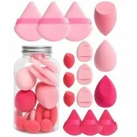 H-basics Make-up Schwamm Set 15-teilig Pink Schminkschwamm Puderquaste