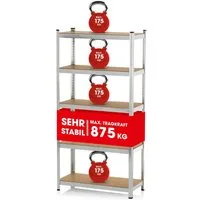 EASYmaxx Schwerlastregal 180x90x40 cm, 875 kg Traglast, 175 kg pro Ebene, 1-tlg., Regal und Werkbank, Kellerregal Lagerregal, 5 verstellbare Ablagen