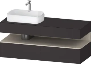 Duravit Qatego Konsolenwaschtischunterbau wandhängend Graphit Supermatt 1400x550x600 mm - QA47650838 QA4765083800000