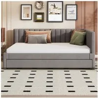 MODFU Schlafsofa Jugendbett Sofabett, Polsterbett – Ausziehbares Schlafsofa mit Lattenrost, Multifunktional für Jugendzimmer, Kinderzimmer & Gästezimmer, Samtstoff, Komfort & Stabilität., ohne Matratze