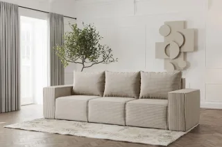 Sofa Designersofa ESTELLE 3-Sitzer in Stoff Poso Beige