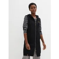 bonprix Sweatweste lange Weste mit Kapuze, Baumwoll-Mischung, 2-Wege-Zipper