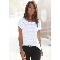 LASCANA T-Shirt mit Lochstickerei, T-Shirt, Kurzarmshirt, Basic