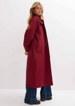 bonprix Trenchcoat mit Laschen, rot, Gr.48, Weit geschnittener Trenchcoat mit gerader Silhouette, breitem hochklappbarem Kragen und verstellbaren Ärmelaufschlägen