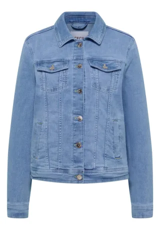 Cecil - Klassische Jeansjacke für Damen mit Umlegekragen und Knopfleiste blau - Gr. - L