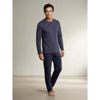 Henry Terre Pyjama Pyjama Set Langarm - Carlo mit Raute & unifarbener Hose