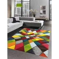 Carpetia Teppich Wohnzimmerteppich modern orange gelb grün - pflegeleicht, rechteckig, Höhe: 13 mm