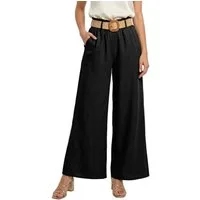 dy_mode Palazzohose Damen High Waist Palazzohose Weitbein Hose Schlupfhose Sommer Strand in Unifarbe, High Waist, mit elastischem Bund