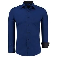 J'S FASHION Businesshemd JS12105 Slim Fit Langarm Herren Hemd mit farblich abgesetzten Elementen, Langarm Kentkragen Uni