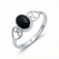 mantraroma Silberring ORITI aus 925 Silber mit Onyx (Ring mit Schmuckbeutel), Damenring aus 925er Silber