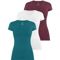 Janice Kurzarmshirt 3 x Figurbetontes T-Shirt mit V-Ausschnitt Siena Damen Basic kurzarm Shirt