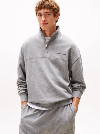 HALF ZIP medium grey heather - Gr. - M