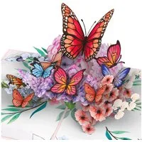 papercrush Geburtstagskarte Schmetterlinge auf Blumen, Pop-Up Karte Geburtstag für Frauen, Handgemacht, Lasergeschnitten, Pop-Up
