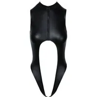 Cottelli Collection Body Ouvert Wetlook-Body mit Reißverschluss - schwarz (1-tlg) mit durchgehendem Reißverschluss