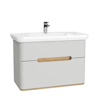 VitrA Sento Set 98 cm Waschtisch + Unterschrank 2 Laden Hellgrau Matt,65990 65990